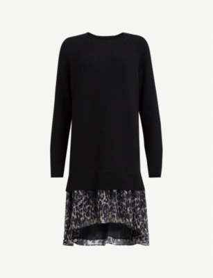 all saints leopard jumper dress