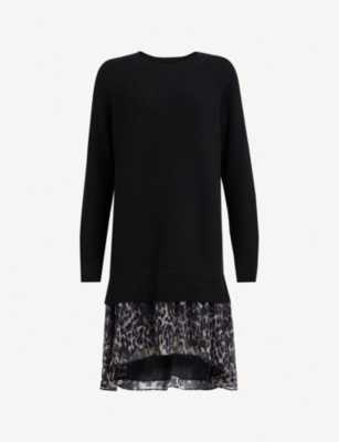 all saints leopard jumper dress