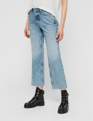 Allsaints Helle Crop Kick Flare Jeans Selfridges Com