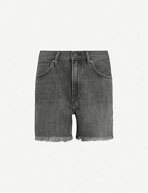 ALLSAINTS: Yanni freayed high-rise denim shorts