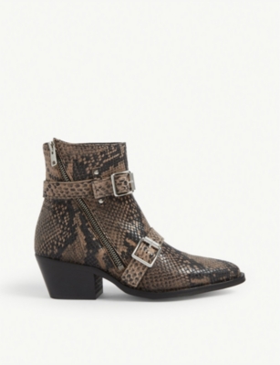 snake embossed boots