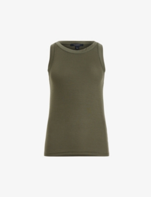 Allsaints Womens Olive Night Gr Rina Stretch-jersey Tank Top