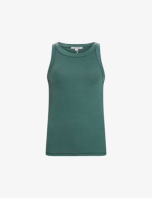 Shop Allsaints Women's Pine Green Rina Stretch-jersey Tank Top