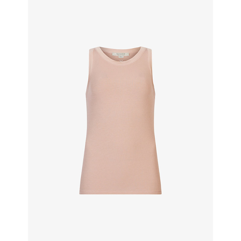 Shop Allsaints Womens Soft Pink Rina Stretch-jersey Tank Top