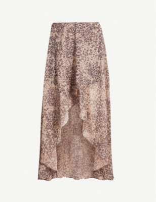 all saints leopard print skirt