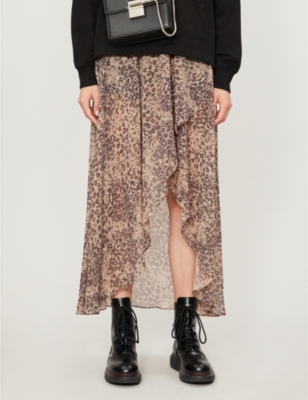 all saints leopard print skirt