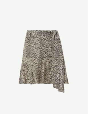 all saints leopard print skirt