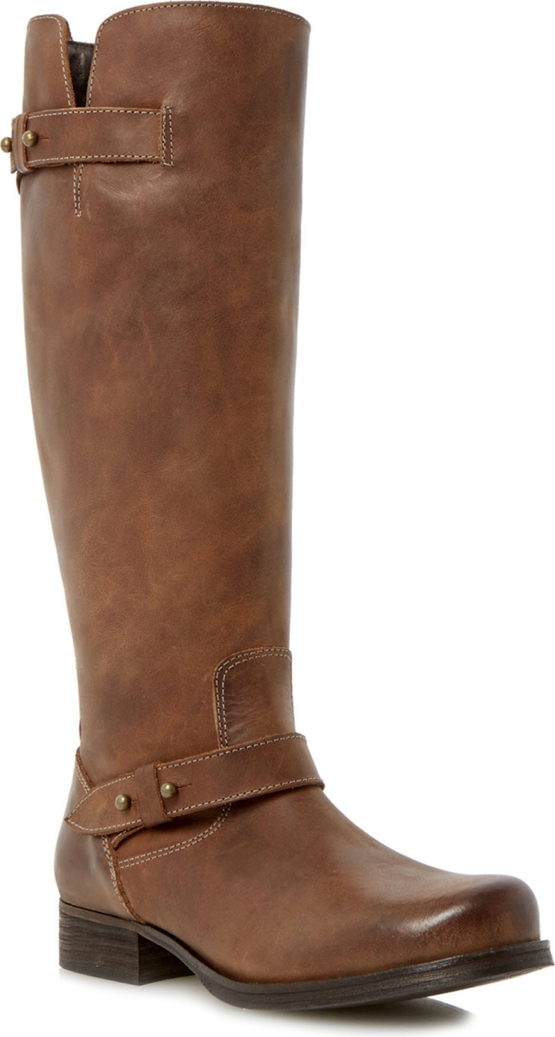 BERTIE   Tread leather knee high biker boots