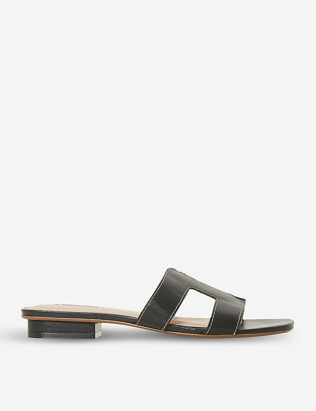 Dune Loupe Leather Sandals In Black-leather