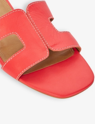 Dune Womens Red-leather Loupe Smart Slider Leather Sandals Eur 40 / 7 Uk In Red
