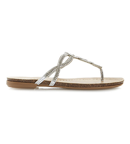 Faith Silver Diamante Flip Flops | Designer Sandals