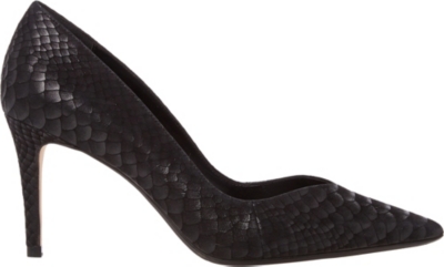 DUNE ALESSIA REPTILE-EMBOSSED LEATHER COURT SHOES, BLACK-SNAKE | ModeSens