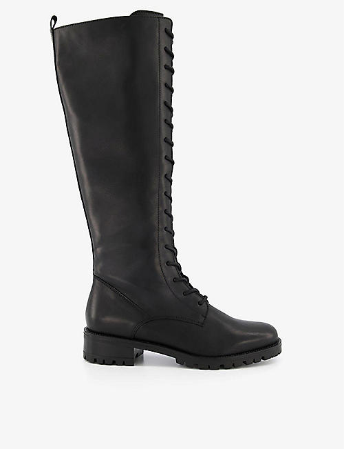 DUNE: Traile lace-up knee-high leather boots