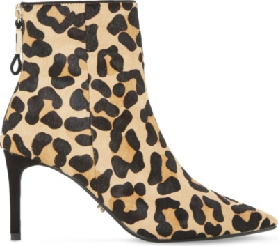 DUNE - Oralia leopard print pony ankle boots | Selfridges.com