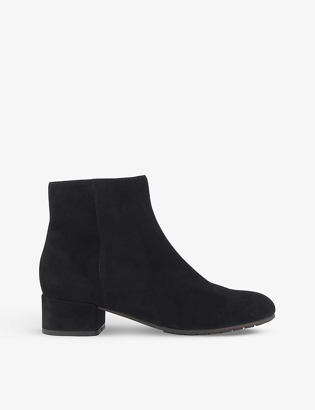 Dune Pippie Heeled Suede Ankle Boots In Black-suede