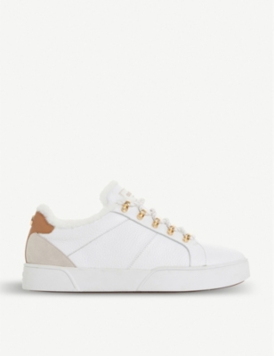 dune white leather trainers