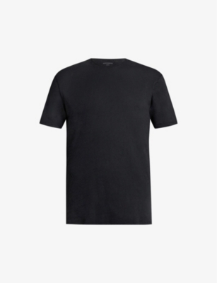 Allsaints Mens Jet Black Figure Crewneck Cotton-jersey T-shirt M In Washed Black