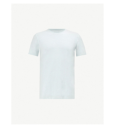 Allsaints Figure Crewneck Cotton-jersey T-shirt In Light Aqua Blu