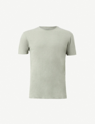 Allsaints Figure Crewneck Cotton-jersey T-shirt In Mint Green