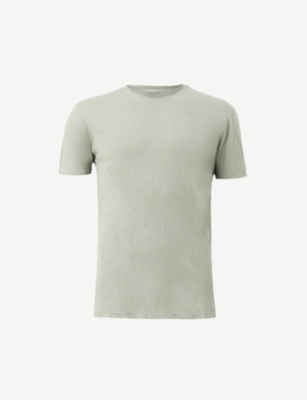Allsaints Figure Crewneck Cotton-jersey T-shirt In Mint Green