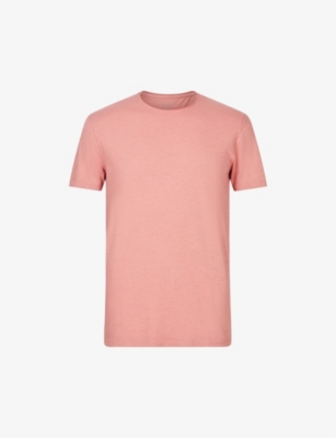 Shop Allsaints Mens Salmon Pink Figure Crewneck Cotton-jersey T-shirt