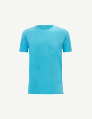 Allsaints Figure Crewneck Cotton-jersey T-shirt In Tropicana Blue