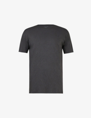 Allsaints Mens Washed Black Figure Crewneck Cotton-jersey T-shirt Xl In Washed Black