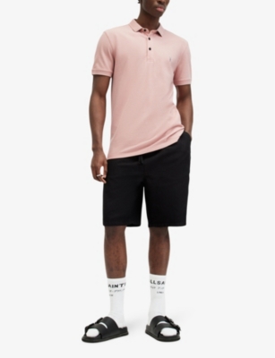 Shop Allsaints Men's Bramble Pink Reform Ss Cotton-piqué Polo Shirt