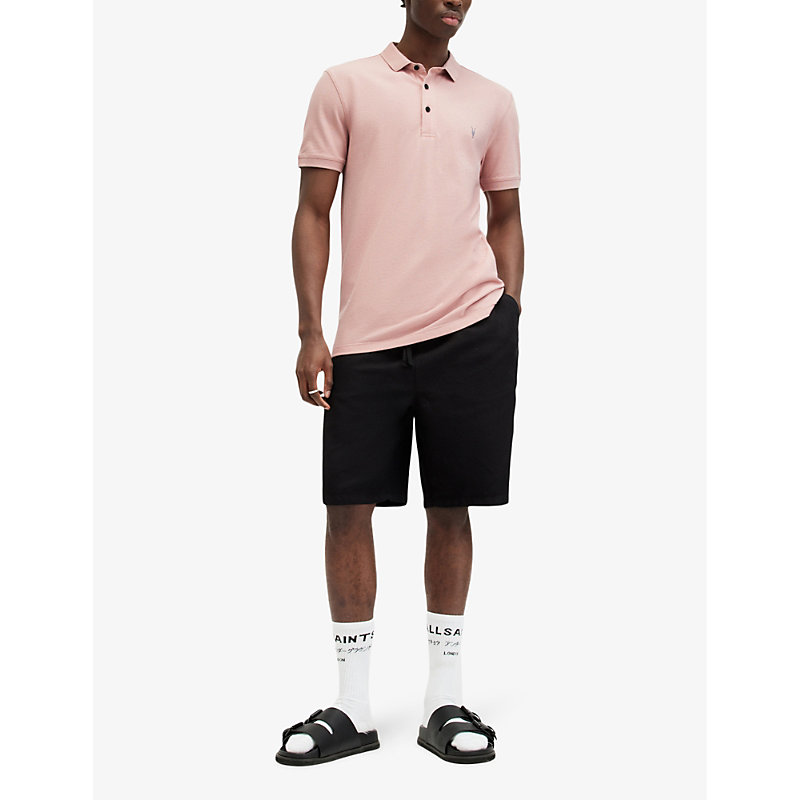 Shop Allsaints Men's Bramble Pink Reform Ss Cotton-piqué Polo Shirt