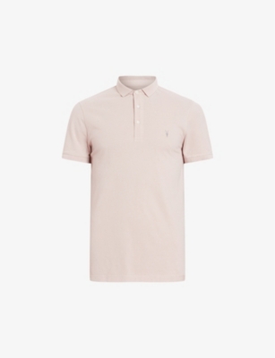 Shop Allsaints Men's Dust Taupe Reform Ss Cotton-piqué Polo Shirt