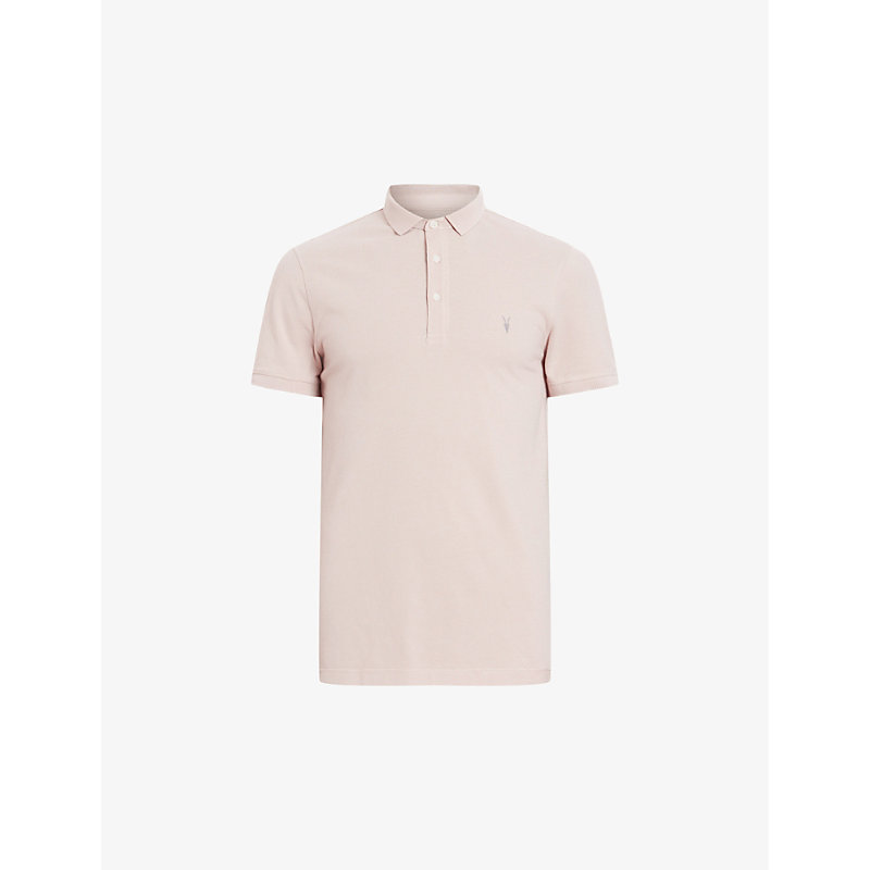 Shop Allsaints Men's Dust Taupe Reform Ss Cotton-piqué Polo Shirt