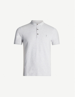 Allsaints Parlour Cotton-blend Polo-shirt* In Greymarl