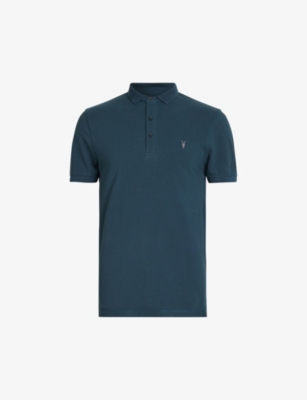 Allsaints Reform Ss Cotton-piqué Polo Shirt In Jade Blue