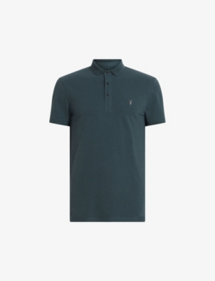 Shop Allsaints Men's Marine Blue Reform Ss Cotton-piqué Polo Shirt