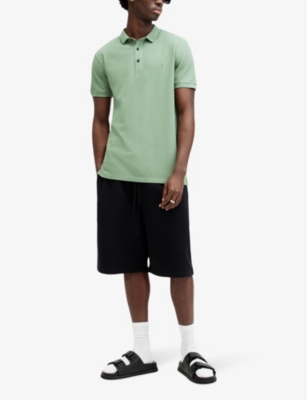 Shop Allsaints Men's Shamrock Green Reform Ss Cotton-piqué Polo Shirt