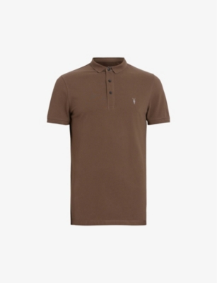 Allsaints Men's Splinter Brown Reform Ss Cotton-piqué Polo Shirt