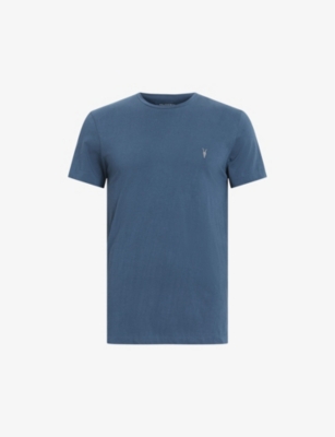 Shop Allsaints Men's Admiral Blue Tonic Crewneck Cotton-jersey T-shirt