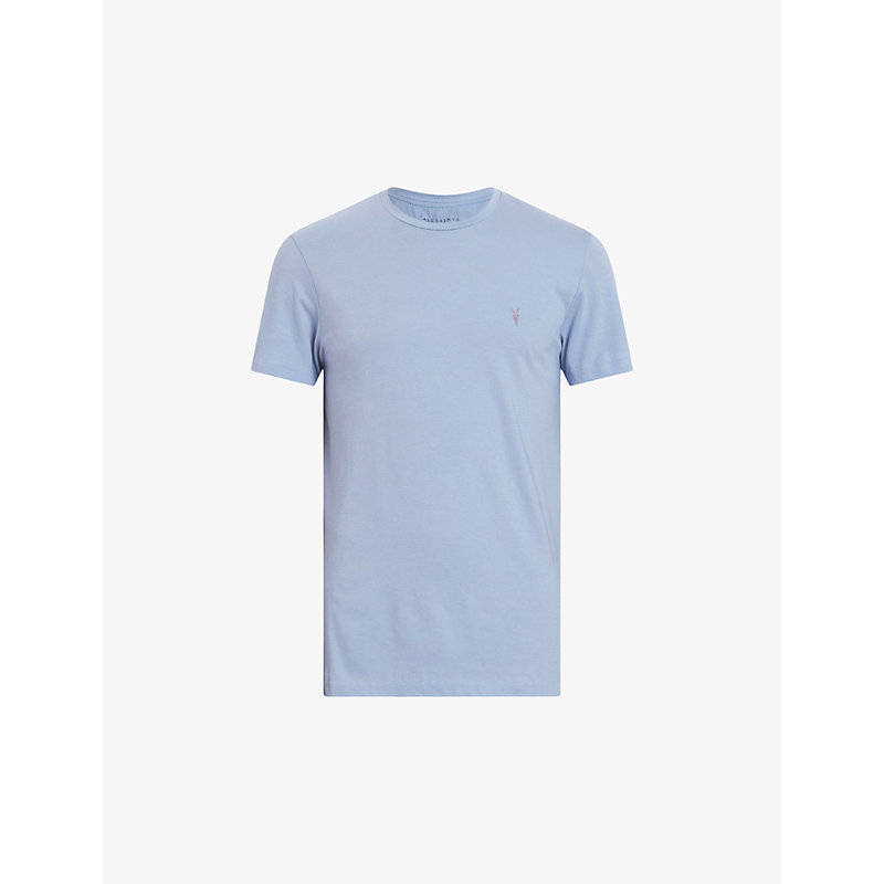 Allsaints Mens Ashcott Blue Tonic Crewneck Cotton-jersey T-shirt