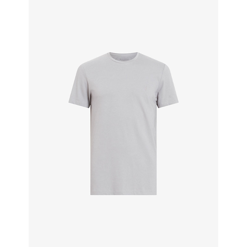 Shop Allsaints Men's Skyline Grey Tonic Crewneck Cotton-jersey T-shirt