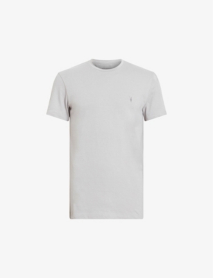 Shop Allsaints Men's Smokey Grey Tonic Crewneck Cotton-jersey T-shirt