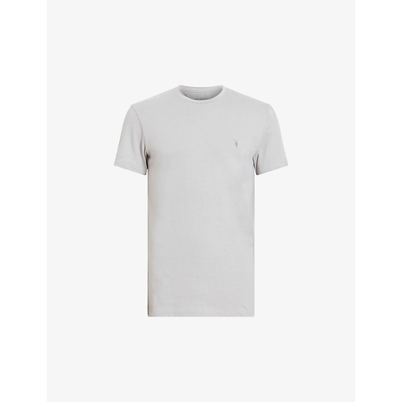 Shop Allsaints Men's Smokey Grey Tonic Crewneck Cotton-jersey T-shirt