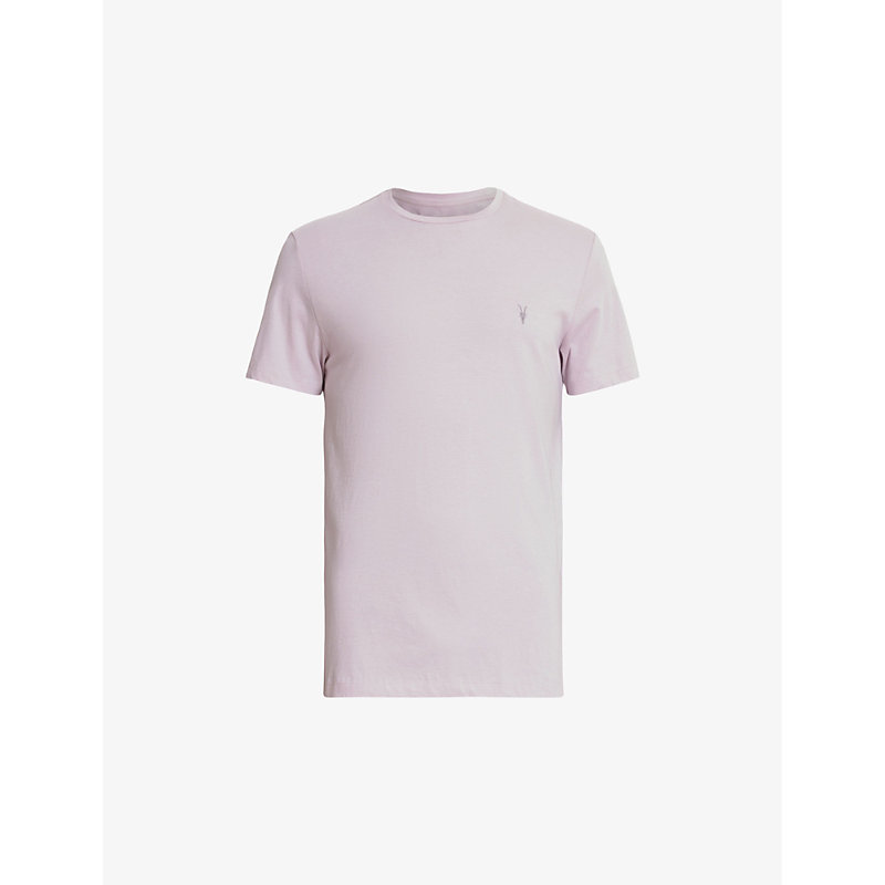 Shop Allsaints Tonic Crewneck Cotton-jersey T-shirt In Sugared Lilac