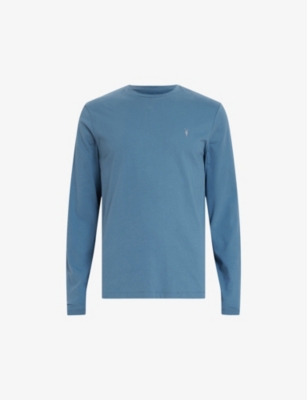 Allsaints Mens Sur Blue Brace Long-sleeved Cotton-jersey Top