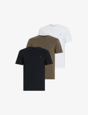 Allsaints Brace Tonic Pack Of Three Cotton-jersey T-shirts In Black/grey/whi