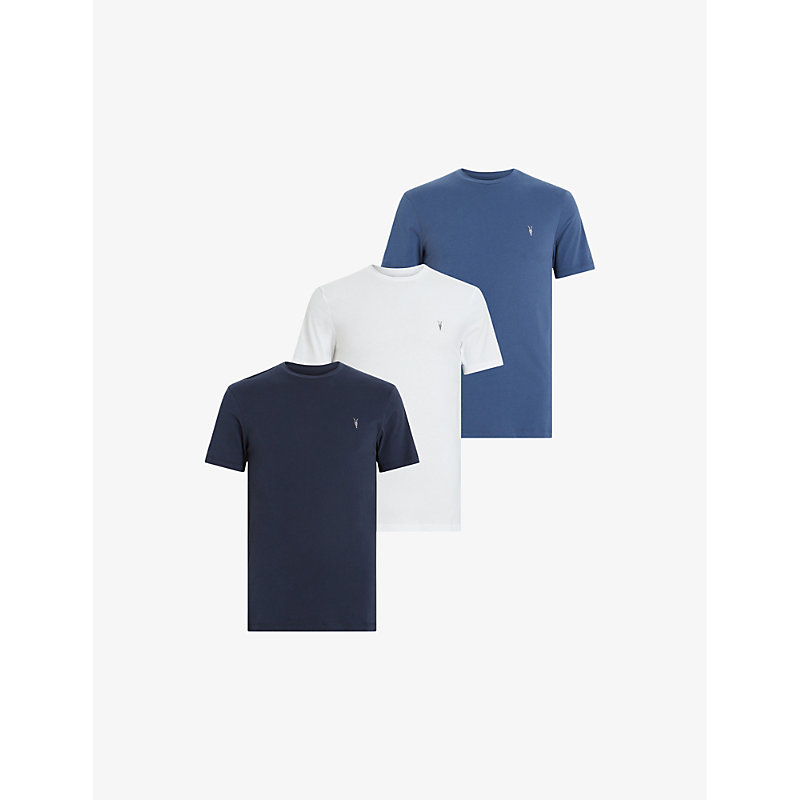 Allsaints Brace Tonic Pack Of Three Cotton-jersey T-shirts In Depth Blu/blue