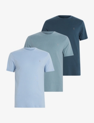 ALLSAINTS ALLSAINTS MEN'S JADE BLU/BLUE/ BRACE TONIC PACK OF THREE COTTON-JERSEY T-SHIRTS,65955094