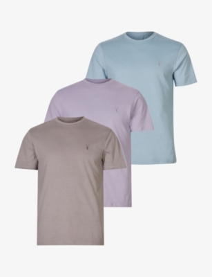 Allsaints Brace Tonic Pack Of Three Cotton-jersey T-shirts In Purple/blue/gr
