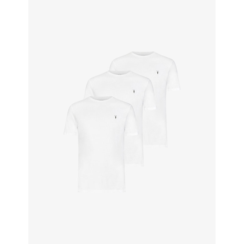 Allsaints Brace Tonic Pack Of Three Cotton-jersey T-shirts In White