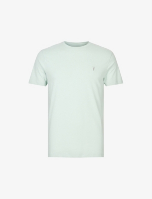Shop Allsaints Brace Crewneck Cotton-jersey T-shirt In Calcite Green