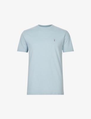 Allsaints Brace Crewneck Cotton-jersey T-shirt In Cloudy Blue